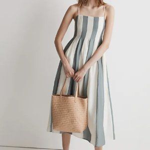 Madewell Pleated Midi Dress in Stripe